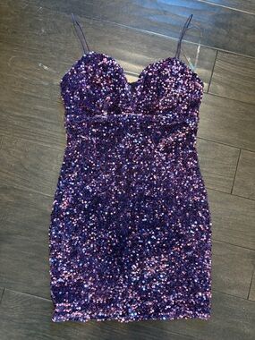 Purple Sequin Bodycon Mini Dress NWOT Size Medium